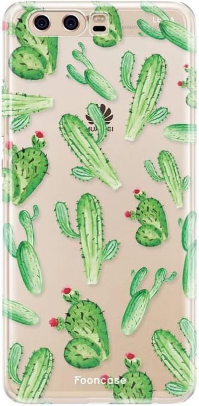 Fooncase Hoesje Geschikt voor Huawei P10 - Shockproof Case - Back Cover / Soft Case - Cactus