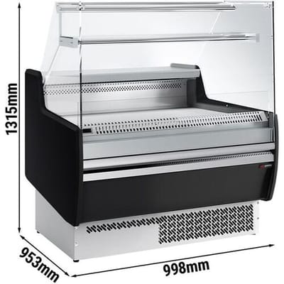 GGM Gastro Kühltheke - 990mm - 1 Ablage - Frontblende Schwarz Zilver / Zwart