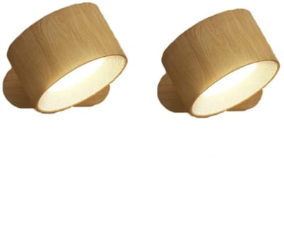 GELLDG 2 stuks Binnenwandlamp - decoratieve lampen - LED-wandlamp met touchscreen - Met USB-oplaadpoort - Touchbediening - 3 helderheidsniveaus - 3 kleurtemperaturen - 360° draaibaar - Houtnerfafwerking