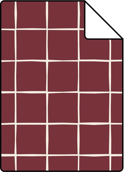 Proefstaal ESTAhome behang geblokt motief bordeaux rood - 26.5 x 21 cm - 131932-S
