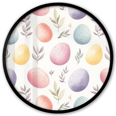Poster in lijst Rond - Fotolijst 40x40 cm - Posters - Eieren - Kleurrijk - Patroon - Ronde posterlijst zwart - Decoratie - Wanddecoratie woonkamer - Muurdecoratie slaapkamer