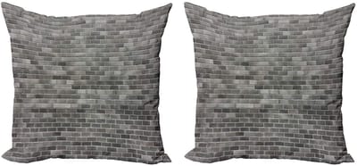 ABAKUHAUS Grijs-Wit Kussenhoes 2x40x40 cm – Dubbelzijdig bedrukt – Rits
