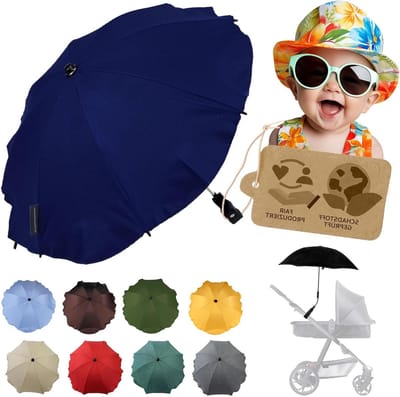 Kinderwagen Parasol - Buggy Zonnescherm - Baby Beschermen - Universele Houder - UV 50+ - Donkerblauw