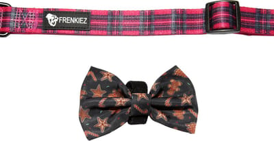 Frenkiez barkberry red halsband met kerst strik large