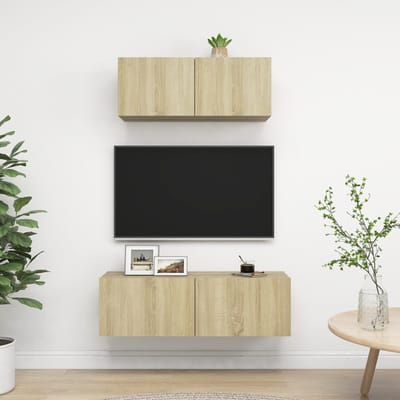 vidaXL - 2-delige - Tv-meubelset - bewerkt - hout - sonoma - eikenkleurig