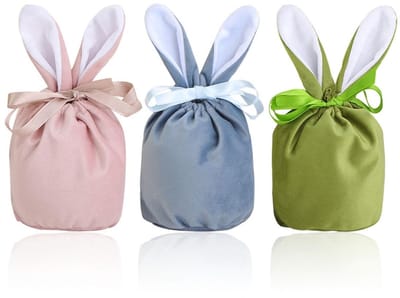 Jhubersproducts - Pasen - Schattige paashaas-tassen - 3 stuks - Velvet - Herbruikbaar - Voor kinderen - Meerkleurig