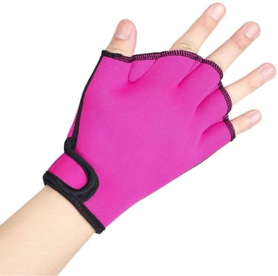 Winkrs - Zwemvliezen voor Handen – Roze maat M – Neopreen Handpeddels met Klittenbandsluiting – Voor Sneller Zwemmen & Aqua Fitness