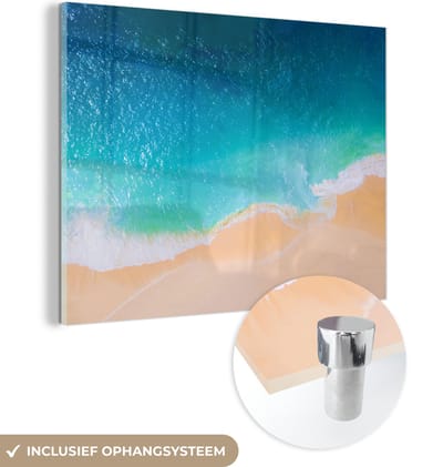MuchoWow® Glasschilderij 120x90 cm - Schilderij acrylglas - Strand - Water - Bali - Foto op glas - Muurdecoratie woonkamer - Wanddecoratie slaapkamer - Schilderijen