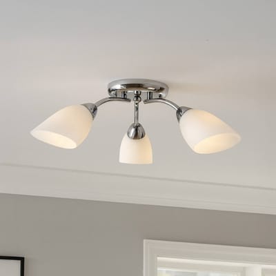 Milagro Lighting Plafondlamp Portos, 3-lamps, wit/chroom, metaal, Ø 54 cm