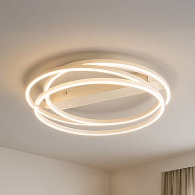FISCHER & HONSEL LED plafondlamp Kiku, Ø 56 cm, zandkleurig, metaal, CCT