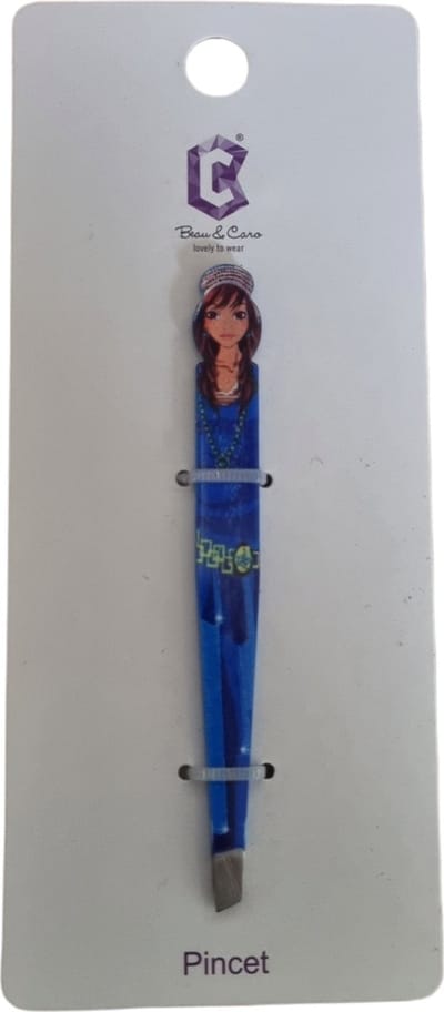 Beau & Caro - Luxe Pincet RVS - Print - Blauw - Tweezer - Epileer Pincet
