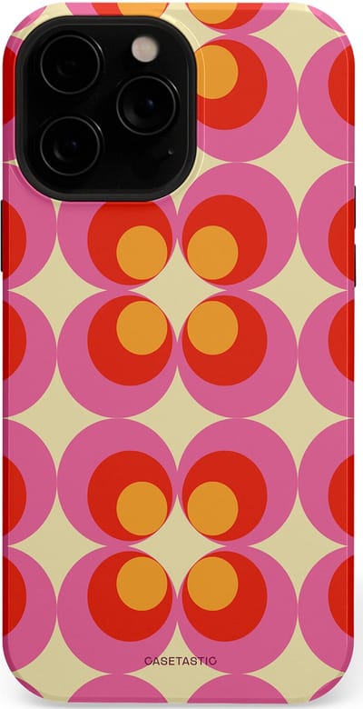 Casetastic hoesje geschikt voor Apple iPhone 13 Pro Max - MagSafe - Dubbellaagse bescherming - Circle boogie - Fashion Case - Roze Rood Zand Okergeel