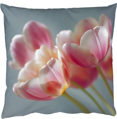 Sierkussens - Kussentjes Woonkamer - 50x50 cm - Tulpen - Roze - Stelen