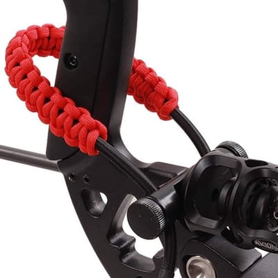 SnelShoppen - Boogschietarmband, verstelbare leren polsband met ijzeren lus, duurzaam gevlochten touw voor compoundboog, archery accessoires, rood