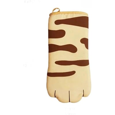 Magnetron Lange Katoenen Handschoenen Leuke Kattenpootjes Oven Isolatiehandschoenen Hittebestendig Antislip Enkele Handschoen Keuken Bakbenodigdheden geel