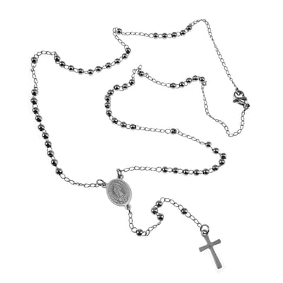 Rozenkransketting met Guadalupe Medaille, Rozenkrans, Gepolijst RVS - Unisex