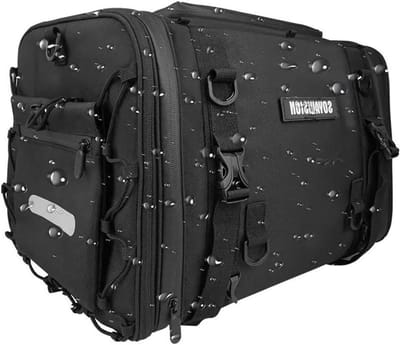 Motorfiets Zadeltas - Reistas Bagage - Motorrijden Opslag - Waterdicht PVC Materiaal - 35-50L Capaciteit - Zwart