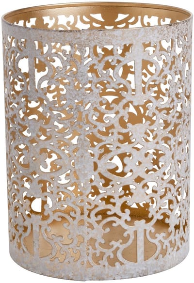 Cosy & Trendy kaarsenhouder Waxinelichtjes - wit goud - antiek look sfeer - H13 cm - voor theelichtjes
