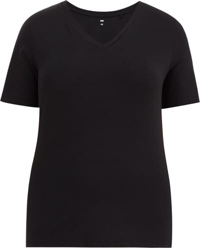 WE Fashion Dames T-shirt met V-hals - Curve