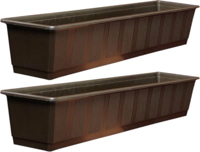 Set van 2x stuks plantenbakken bruin rechthoekig 80 x 17,5 x 14,5 cm - Bloembakken/plantenbakken voor binnen/buiten