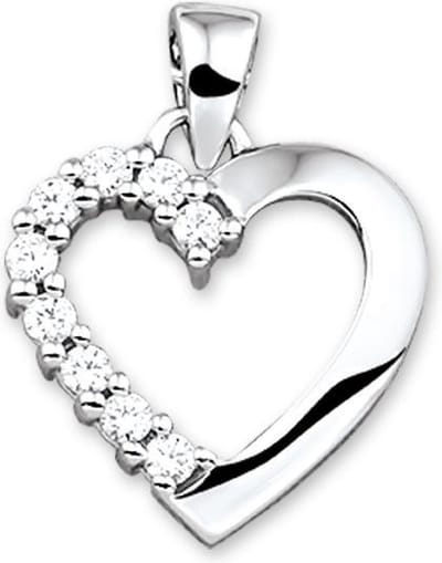 The Jewelry Collection Hanger Hart Zirkonia - Zilver