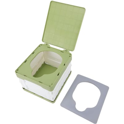 Toilettes Portables Pliables pour Enfants Potty Pliant pour Voyages Camping Activités Extérieures avec Coussin en PU beige