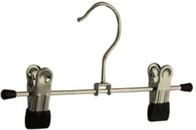 De Kledinghanger Gigant - Knijperhanger - Kinderen - 8877 - 10 Stuks - metaal - Verchroomd - Zwart - Verschuifbare Anti-slip knijpers - 20 cm - Rokhanger - Broekhanger - Pantalonhanger - Kinderhanger - Kledinghanger - Kleerhanger (8877_00/10)
