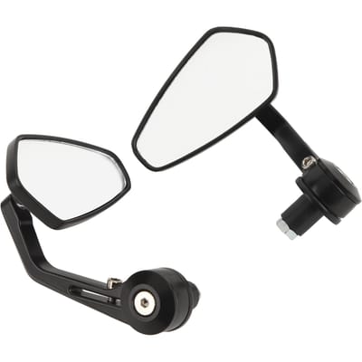 2 stuks Motorfiets Achteruitkijkspiegel Zwart Links en Rechts Vijfhoekig Stuur Zijspiegel black