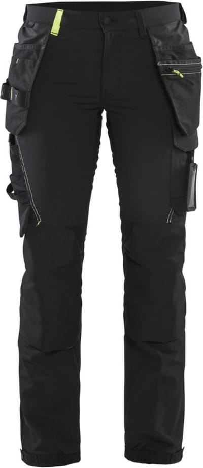 Blaklader Dames 4-weg stretch werkbroek 7192-1645 - Zwart/High Vis Geel - C38