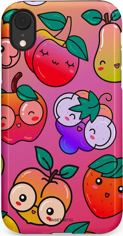 Casetastic Hoesje Geschikt voor Apple iPhone Xr - Stijlvolle Beschermende Duo-layer Case - Fruitige Grapjes