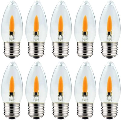 10x LED Kaarslamp C35 E27 1W Helder Vlameffect Warmwit Dimbaar