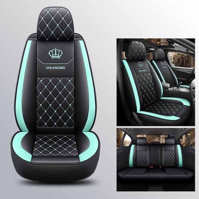 Housse de siège de voiture en cuir PU pour cinq places, quatre saisons, universelle, de bonne qualité, ensemble complet Standard Edition vert