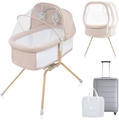 3-in-1 Inklapbaar Babybed met Schommelsysteem en Verstelbare Matras