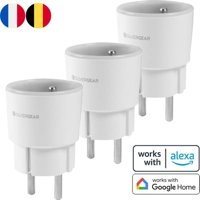 Silvergear Slimme Stekker Met Penaarde voor België - Smart Plug Google Home & Alexa - 3 Pack