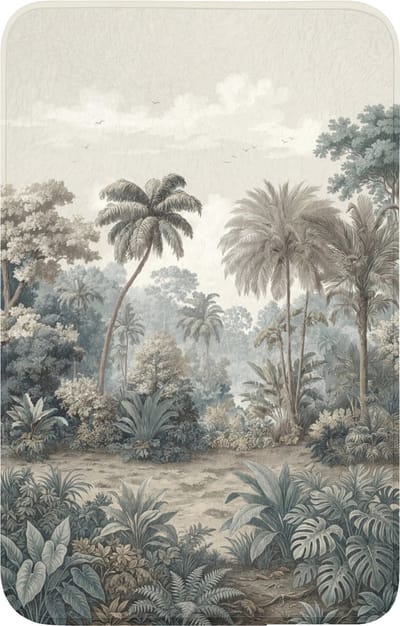 WC mat 50x80 cm - Antislip - Tropisch - Landschap - Illustratie - Toiletmat - Vloermat - Douchemat - Toilet tapijt - Toiletmatten