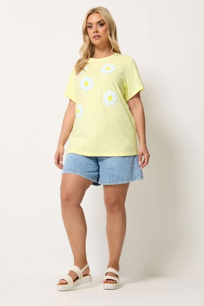 Yours Geel Tshirt Met Madeliefjesapplicatie Size 42