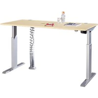 Schäfer Shop  Select ERGO-T bureau, 1-traps elektrische hoogteverstelling, rechthoek, T-basis, B 1600 x D 800 x H 725-1185 mm, ahorn