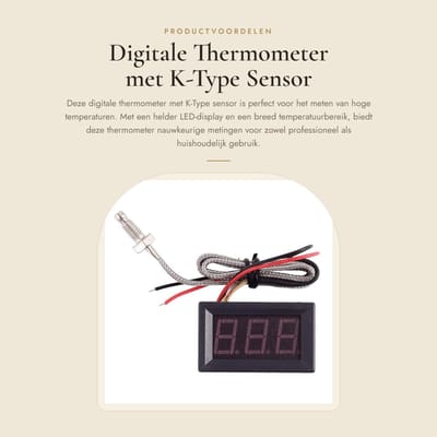 Dailygoods- Thermometer Hoge Temperatuur - K-Type Sensor - LED Display - Meetbereik - Temperatuurcompensatie - Nauwkeurigheid 0.1°C - Temperatuurmeter