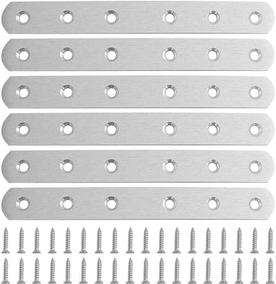 Set van 6 RVS Platen Beugels 164x20mm voor Zware Reparaties en Meubelverbindingen