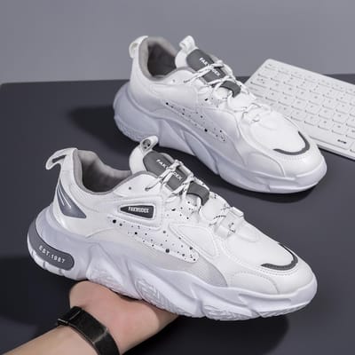Sportschoenen Heren Nieuw Lente Mesh Heren Casual Hardloopschoenen Lage Top Ademend Studentenschoenen Dad Shoes 44 black