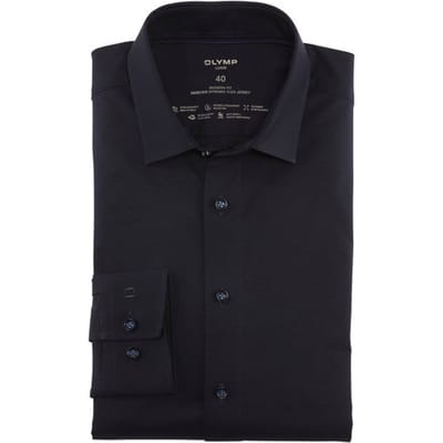 OLYMP Luxor 24/Seven modern fit overhemd - marine blauw tricot - Strijkvriendelijk - Boordmaat: 47