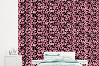Behang - Fotobehang Panter - Roze - Dierenprint - Patronen - Breedte 245 cm x hoogte 220 cm