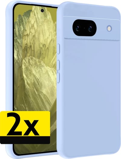 Hoesje - 2 Stuks - Geschikt voor Google Pixel 8a - Sterk & Shockproof - Case Siliconen - Back Cover - Telefoon Hoes - Telefoonhoesjes - Lichtblauw