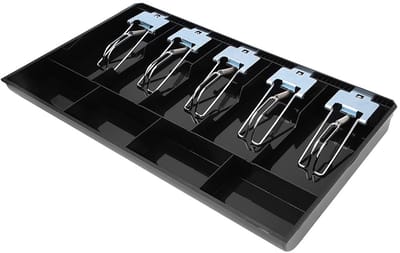Dailygoods- Kassalade ABS materiaal - Geldkistje - Kassa - Opbergdoos - Vijf compartimenten - Afmetingen 40,4 x 24,5 x 3,6 cm - Geldlade