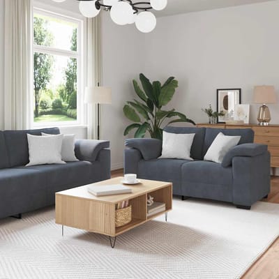 vidaXL - 2-delige - bankset - met - kussens, - donkergrijs - fluweel