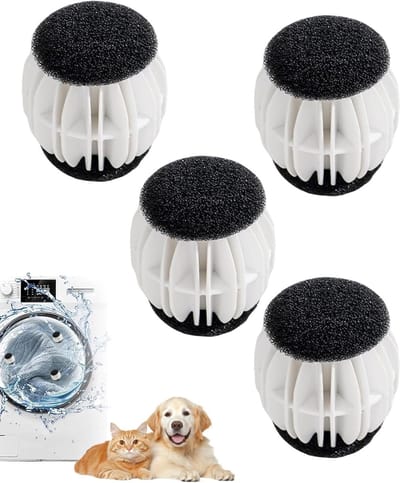 Herbruikbare wasmachinehaarvangers, 4 stuks, diameter 6 cm, ideaal voor het verwijderen van dierenharen, pluisjes en vezels uit de was.