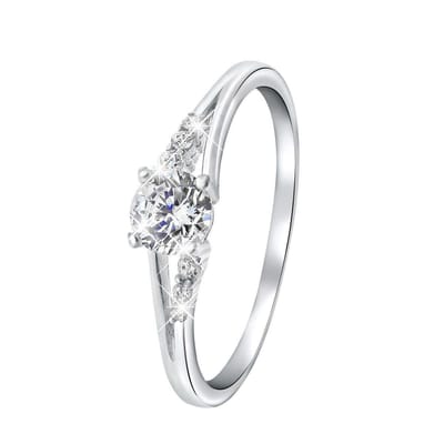 Lucardi Dames Ring met zirkonia - Ring - Cadeau - Echt Zilver - Zilverkleurig