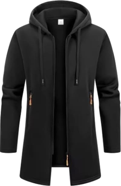 Lange designer vest met Rits Getailleerd - Jas - Lang - Zwart - Rits