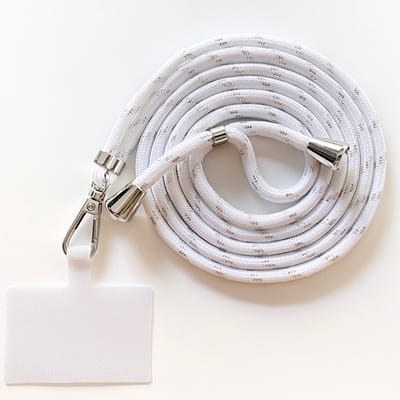 Universele verstelbare telefoonkoord - wit / zilver - 150 cm