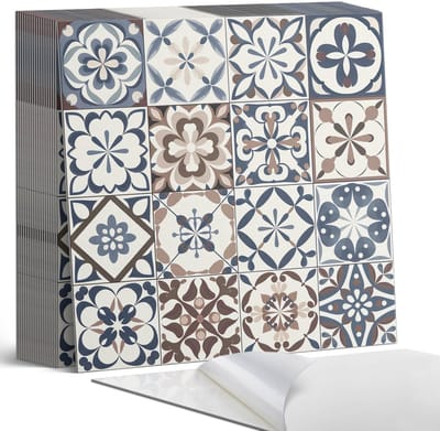 Coloray Plaktegels - Decoratieve tegelpatronen Zelfklevende Tegels - 20 cm x 20 cm - Beige Plaktegels - 20 stuks - Vierkant PVC Tegels - Plaktegels Badkamer - Plaktegels Vloer - Vinyl Tegels - Wandtegel Zelfklevend